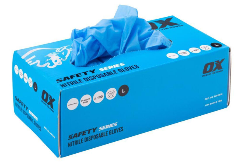 Ox Pro Nitrile Disposible Gloves Blue Large